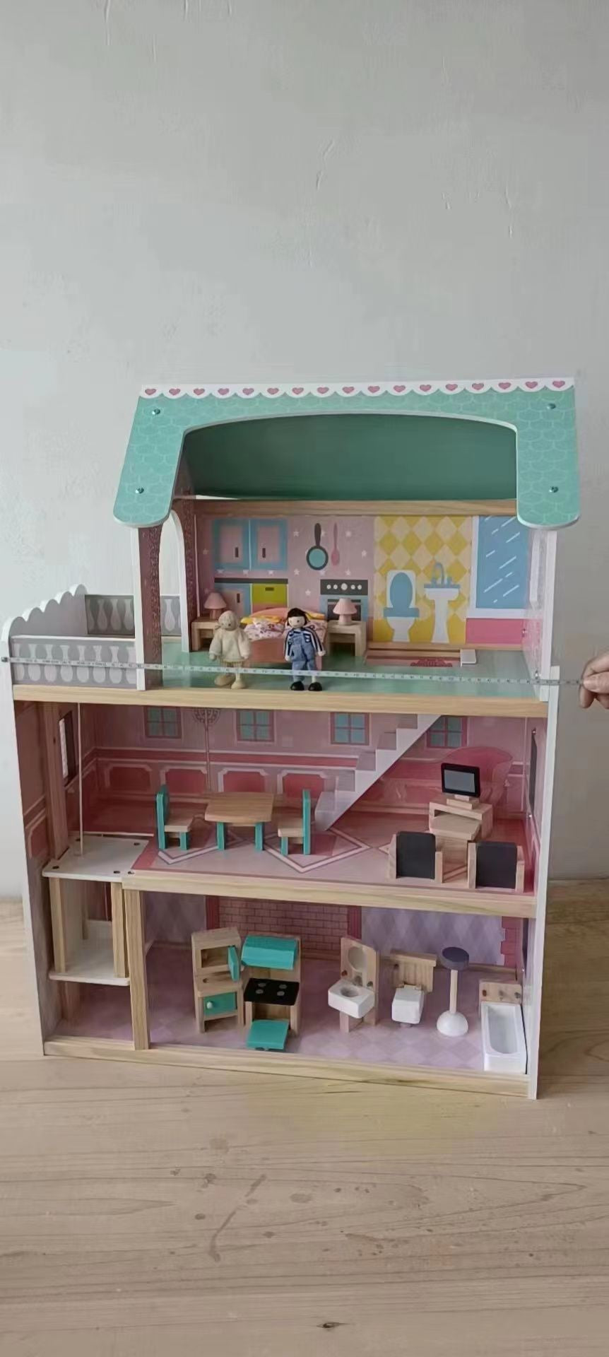 Wooden Dollhouse for kids and family play, image 3
