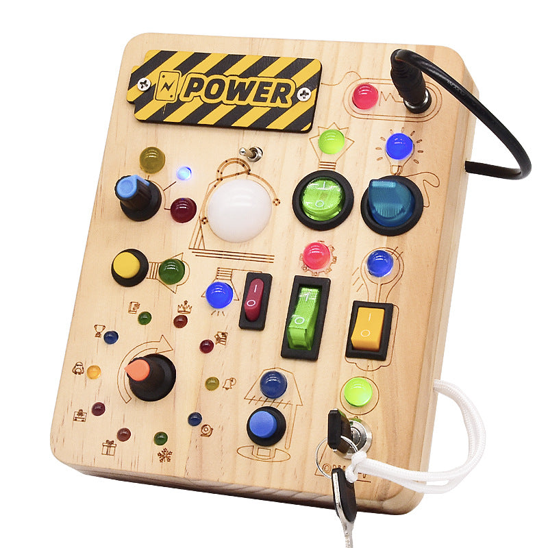 Busy board helping toddlers understand cause and effect through play