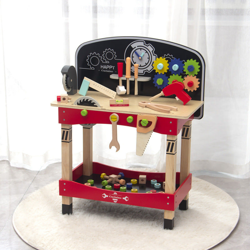 Kids Wooden Workbench - with Wheels - Large Set for kids and family play, image 4