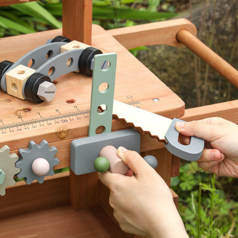 Large Kids Wooden Workbench - with Wheels - Deluxe Set for kids and family play, image 5