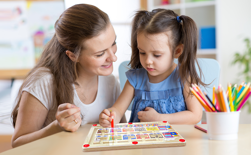 Magnetic bead maze toy designed for children ages 3 and up
