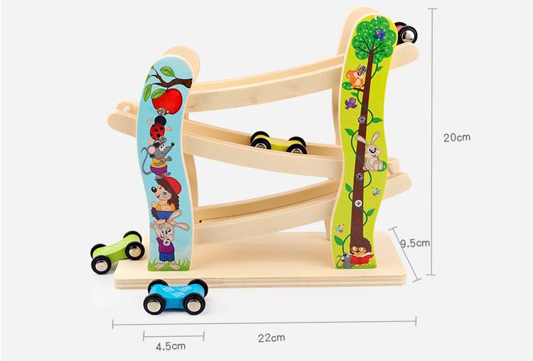 with Slide Wooden Car Ramp Racer for kids and family play, image 8