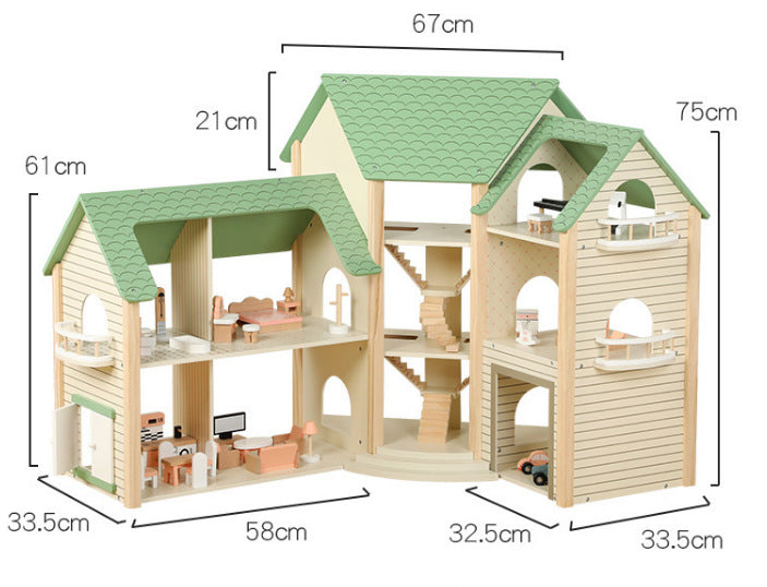 Wooden Dollhouse - Deluxe Set for kids and family play, image 1