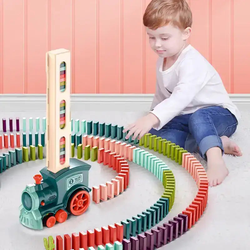 120 piece domino builder set with colorful blocks for creative play