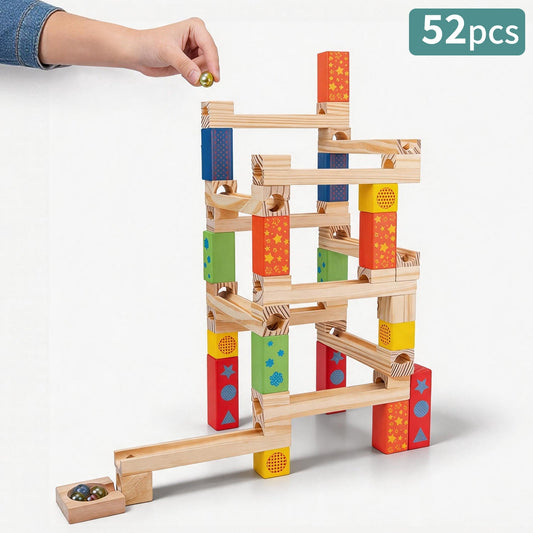 Marble Run Building Set - 52 Pieces for kids and family play, image 1