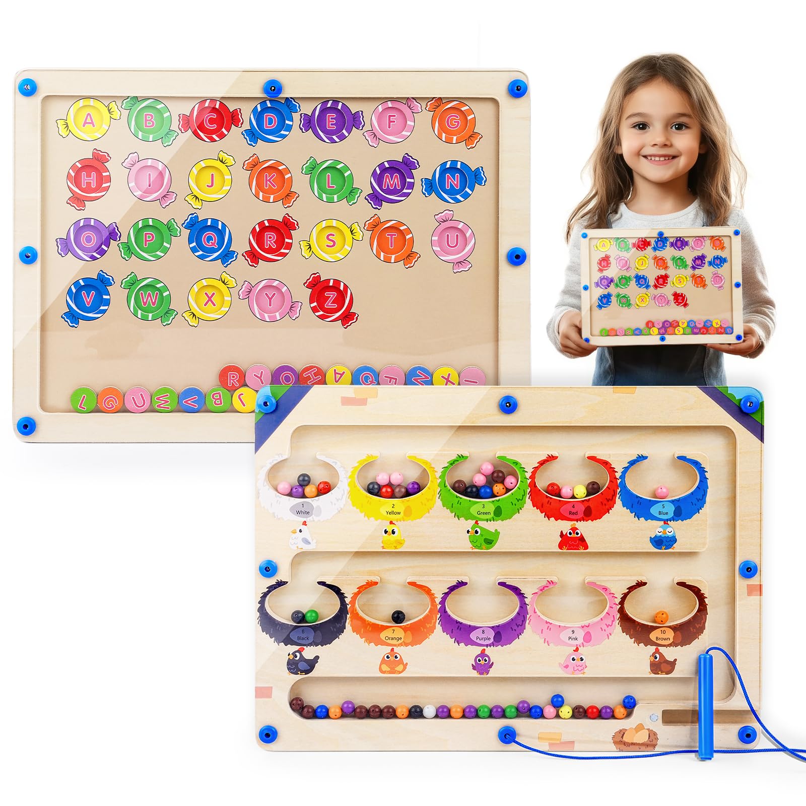 Magnetic Wooden Maze Toy for kids and family play, image 1