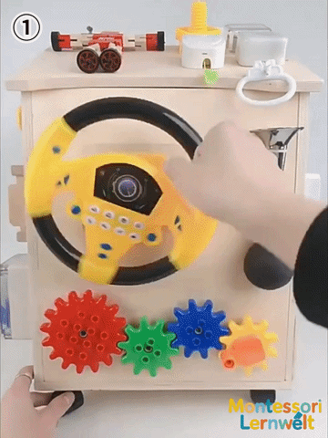 Wooden Busy House Activity Toy - with Wheels for kids and family play, image 2