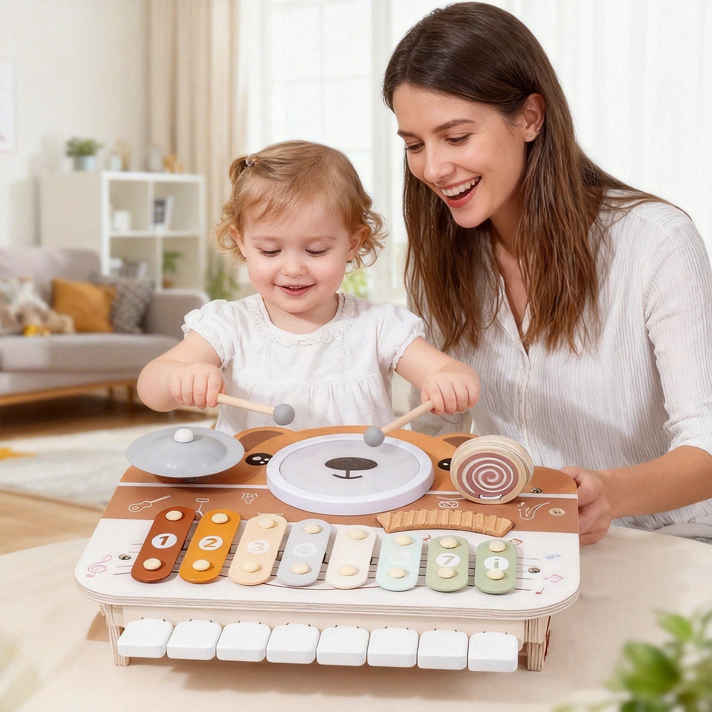6-in-1 Wooden Music Activity Toy - Activity Set for kids and family play, image 3