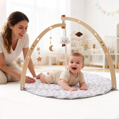 Wooden Baby Gym - with Play Mat for kids and family play, image 3