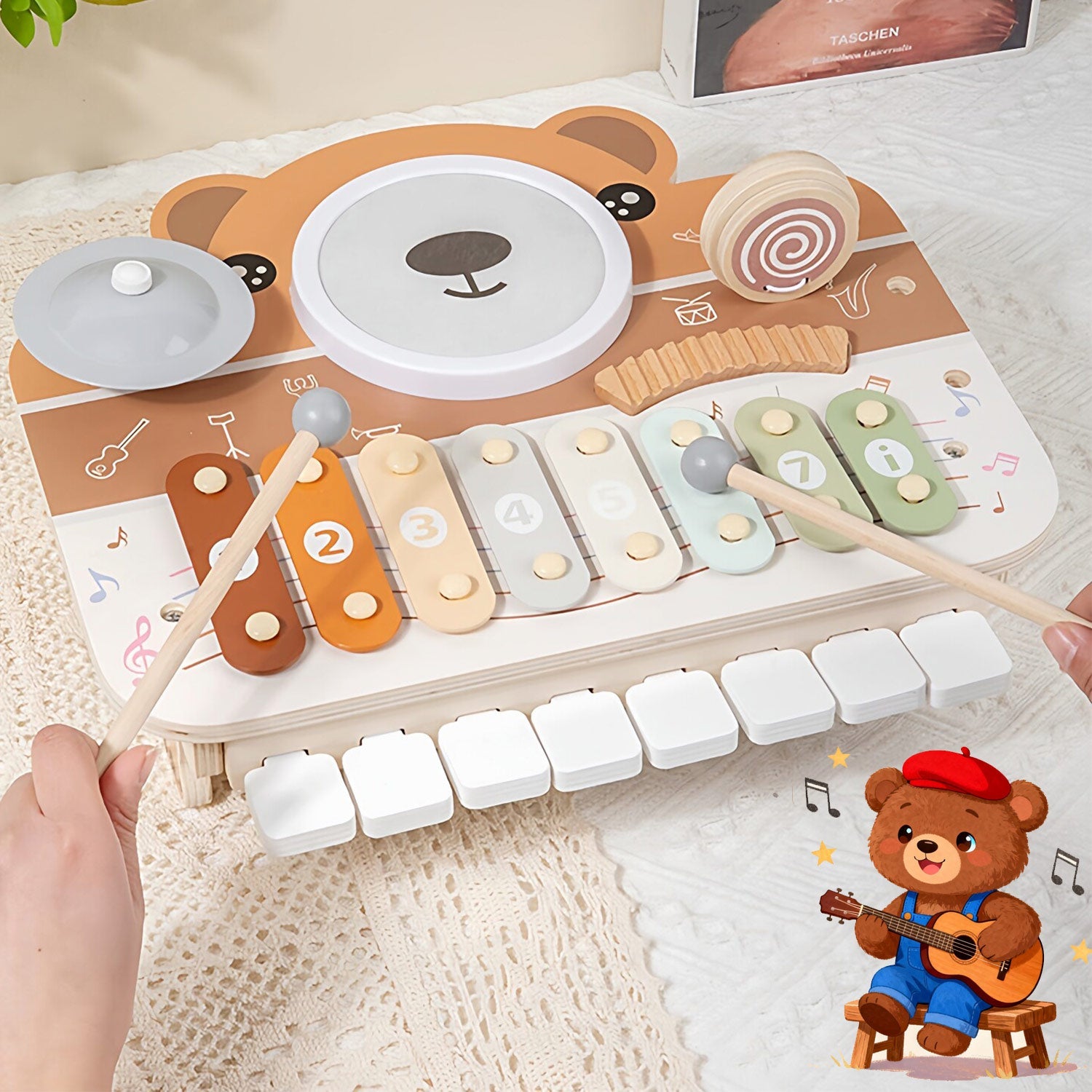 6-in-1 Wooden Music Activity Toy - Activity Set for kids and family play, image 5
