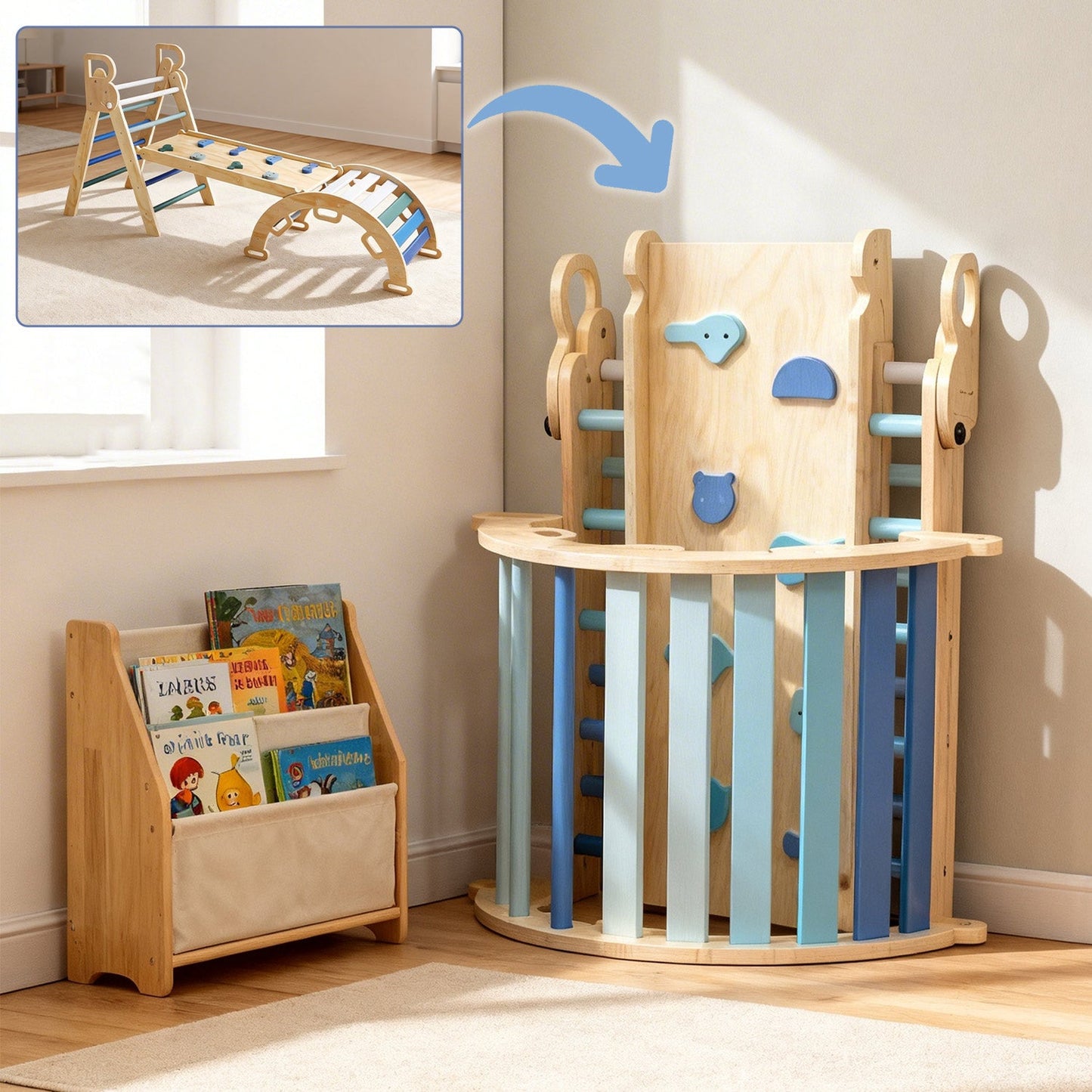 Foldable Wooden Climbing Triangle for kids and family play, image 3