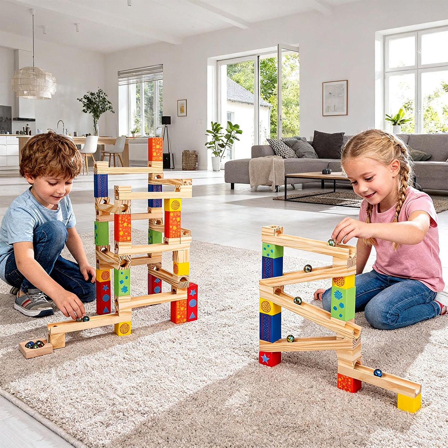Marble Run Building Set - 52 Pieces for kids and family play, image 5