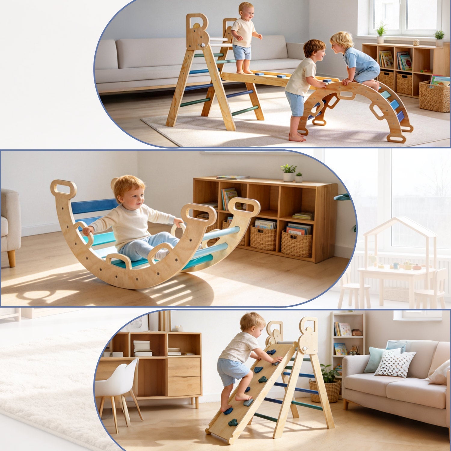 Foldable Wooden Climbing Triangle for kids and family play, image 4