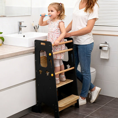 Classic Solid Wood Learning Tower - Gray for kids and family play, image 8