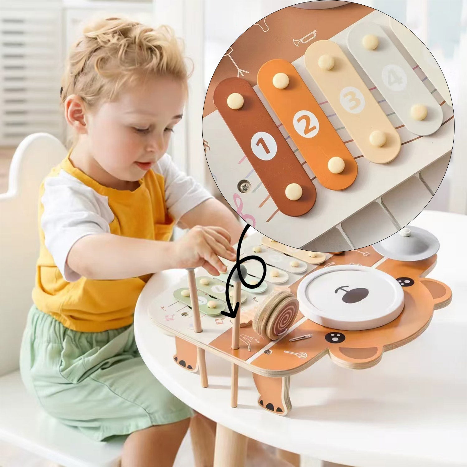 6-in-1 Wooden Music Activity Toy - Activity Set for kids and family play, image 6