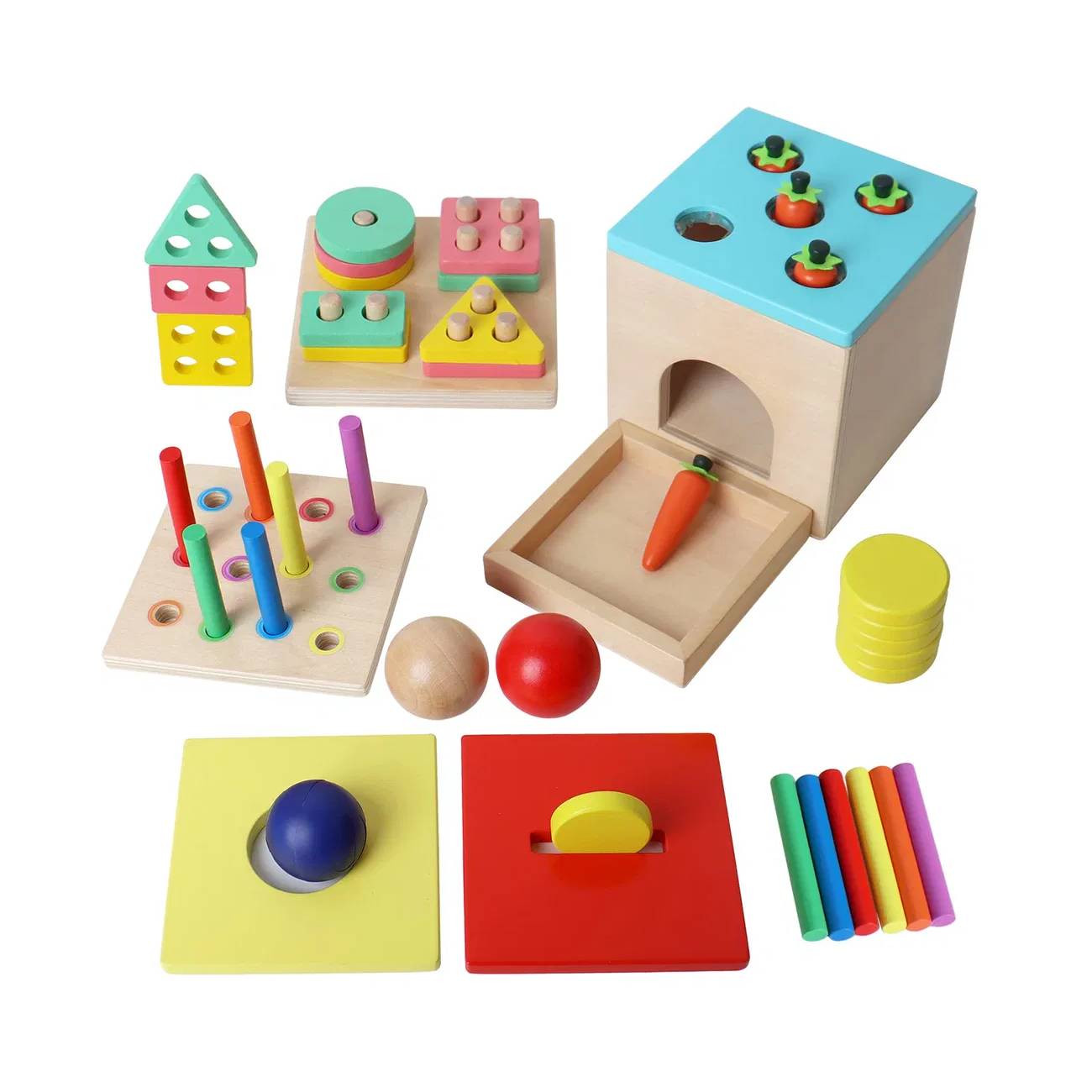 5-in-1 Wooden Activity Cube for kids and family play, image 1