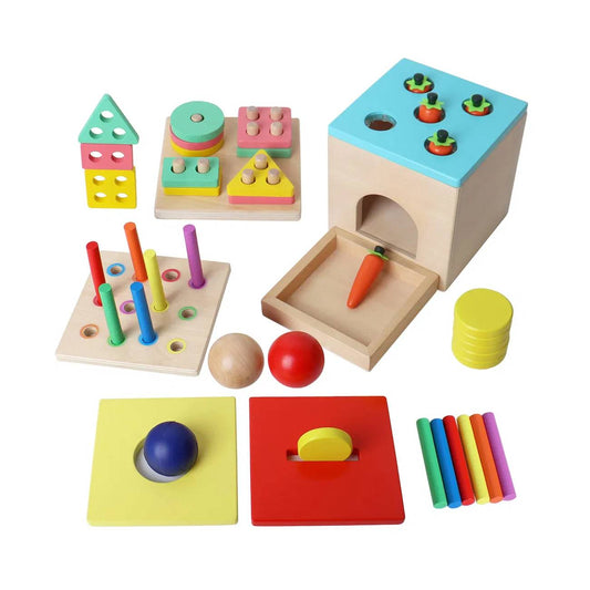5-in-1 Wooden Activity Cube for kids and family play, image 1