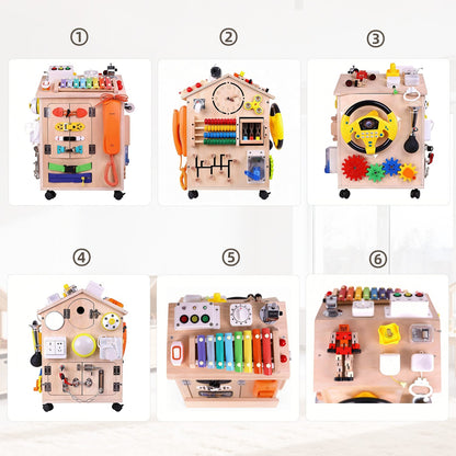 Wooden Busy House Activity Toy - with Wheels for kids and family play, image 3