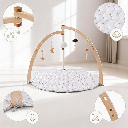 Wooden Baby Gym - with Play Mat for kids and family play, image 5