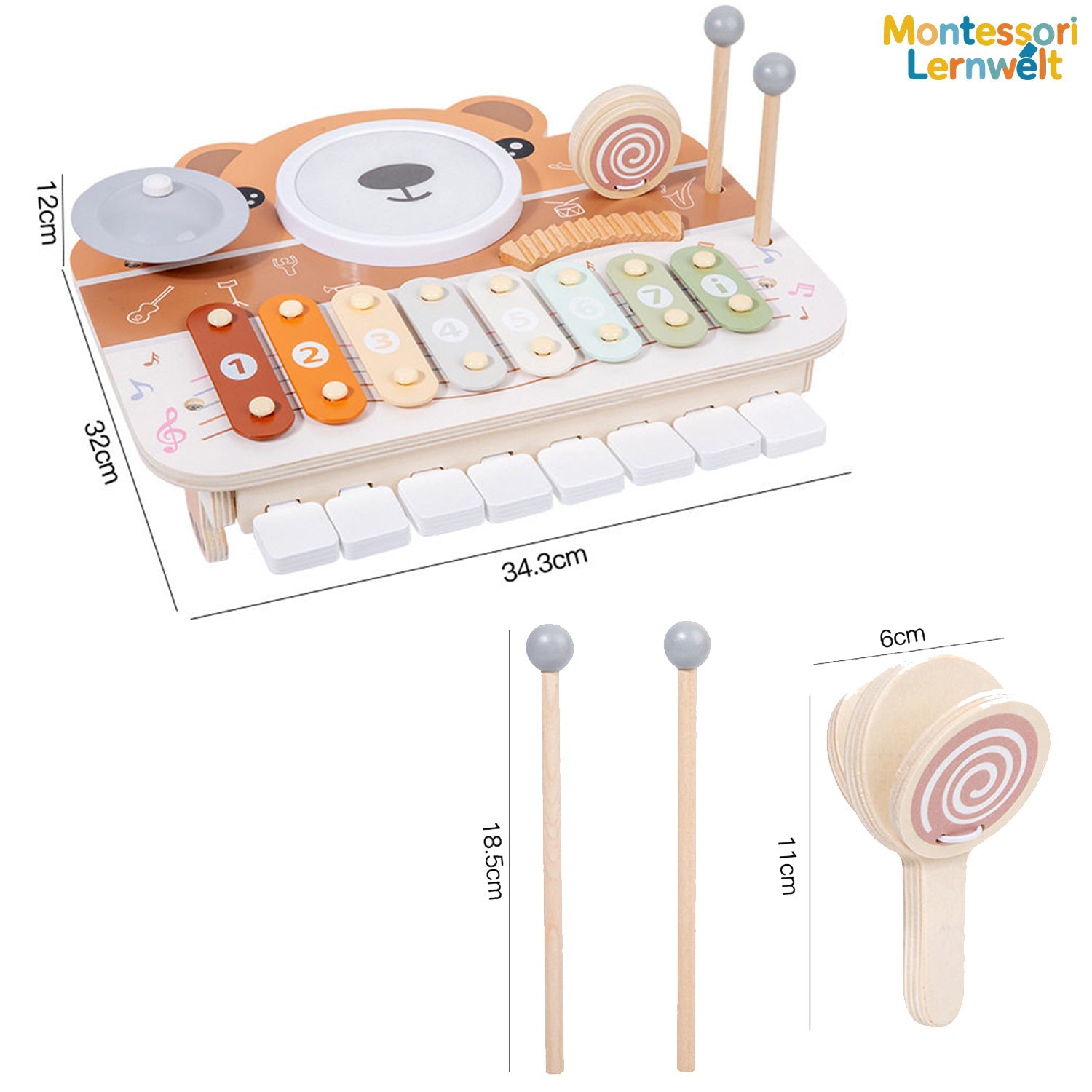 6-in-1 Wooden Music Activity Toy - Activity Set for kids and family play, image 8