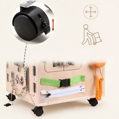 Wooden Busy House Activity Toy - with Wheels for kids and family play, image 6