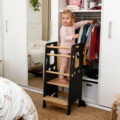 Classic Solid Wood Learning Tower - Gray for kids and family play, image 6