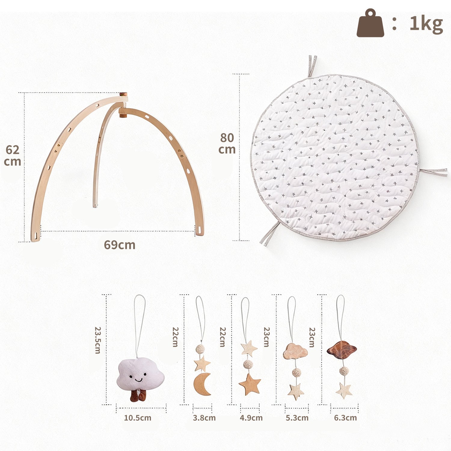 Wooden Baby Gym - with Play Mat for kids and family play, image 7