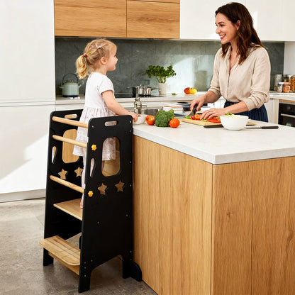 Classic Solid Wood Learning Tower - Gray for kids and family play, image 7