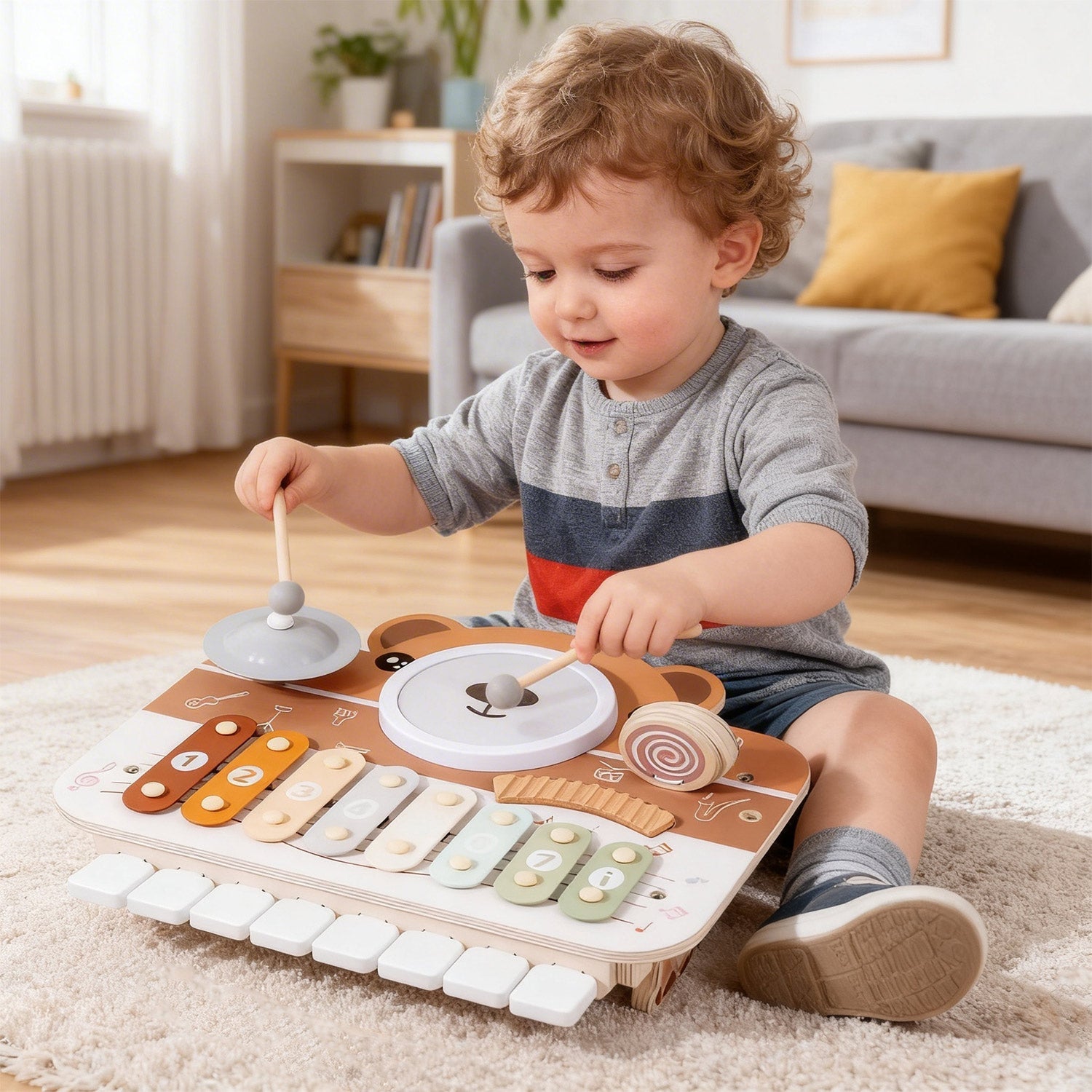 6-in-1 Wooden Music Activity Toy - Activity Set for kids and family play, image 4