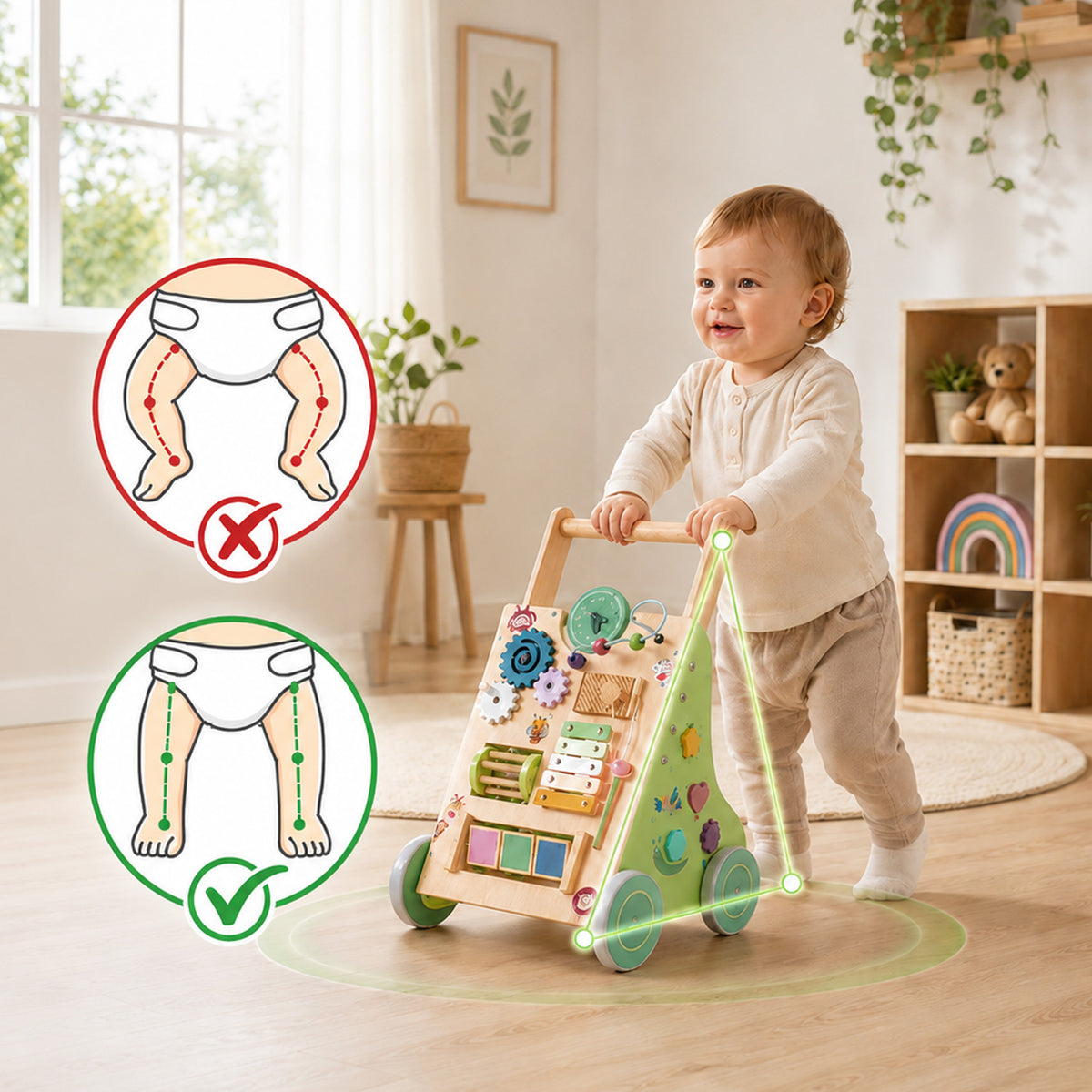 10-in-1 toddler activity panel with hands-on learning features