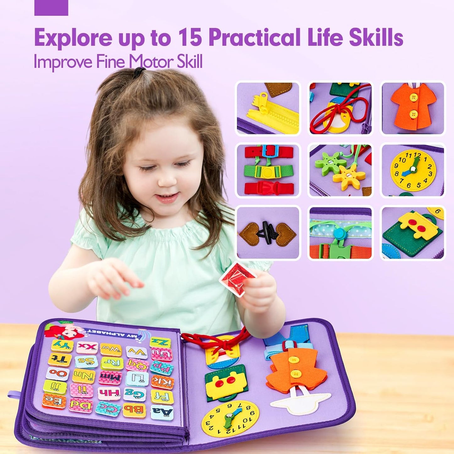 8 in 1 quiet book with educational activities for preschool children