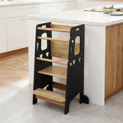 Classic Solid Wood Learning Tower - Gray for kids and family play, image 9