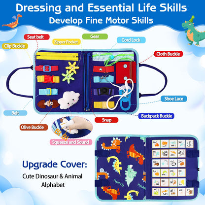 8-Page Felt Busy Board Quiet Book - Dinosaur Theme for kids and family play, image 5