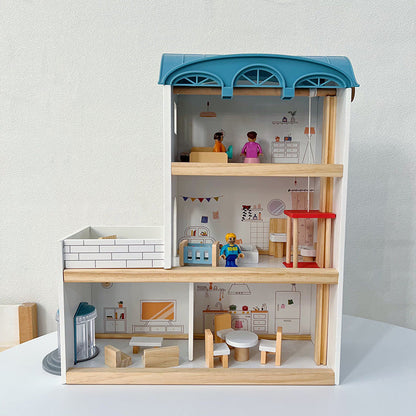 Wooden Dollhouse for kids and family play, image 2