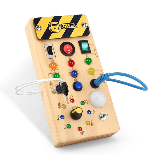 Wooden Busy Board Switch Panel for kids and family play, image 1