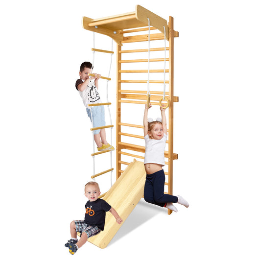 Sprossenwand Kids Wooden With Turnringen And Kletterleiter - Kletterger for kids and family play, image 1
