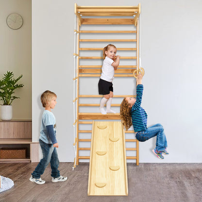 Sprossenwand Kids Wooden With Turnringen And Kletterleiter - Kletterger for kids and family play, image 8