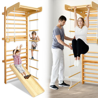 Sprossenwand Kids Wooden With Turnringen And Kletterleiter - Kletterger for kids and family play, image 3