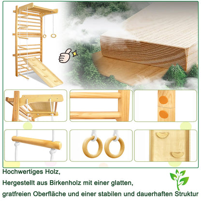 Sprossenwand Kids Wooden With Turnringen And Kletterleiter - Kletterger for kids and family play, image 5