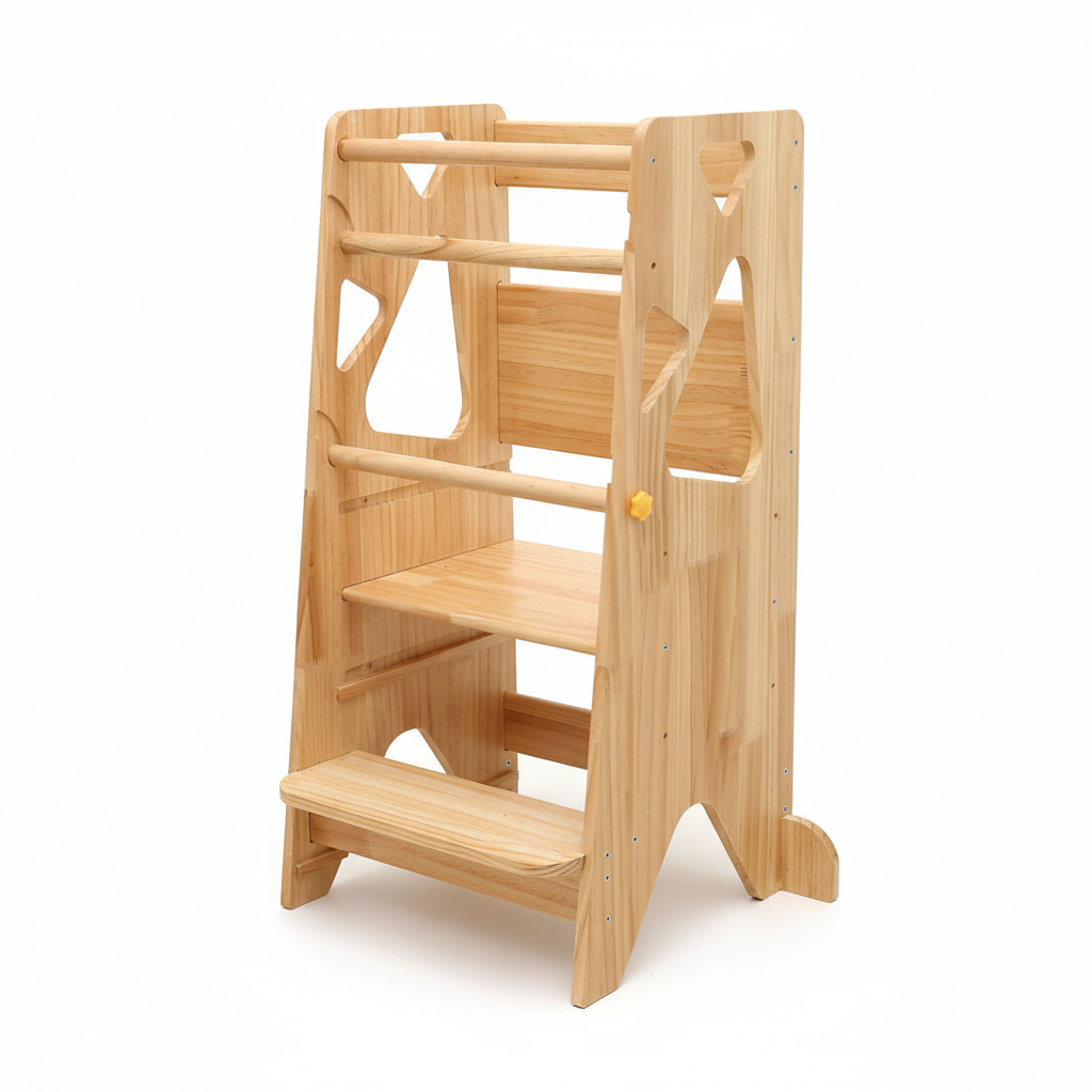 Wooden Learning Tower - Natural Wood for kids and family play, image 1