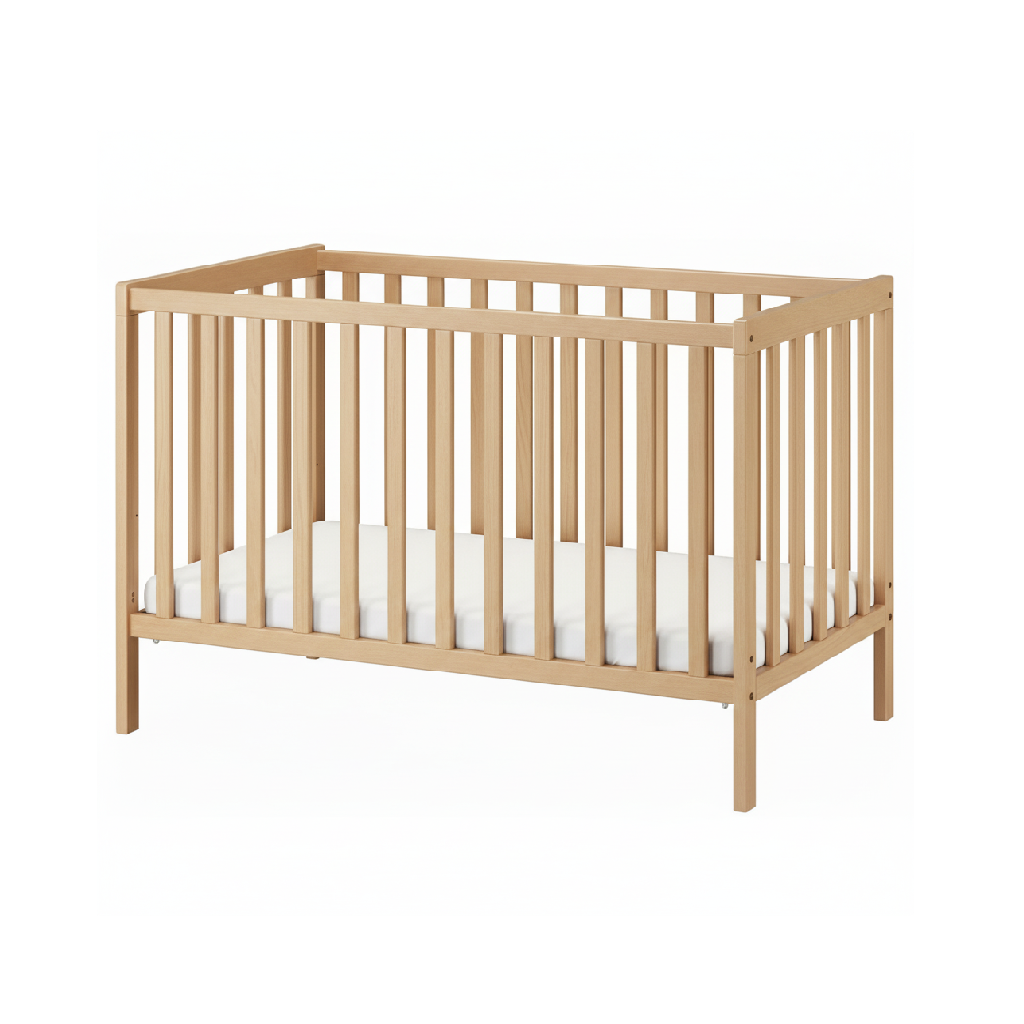 Adjustable Wooden Baby Crib for kids and family play, image 1
