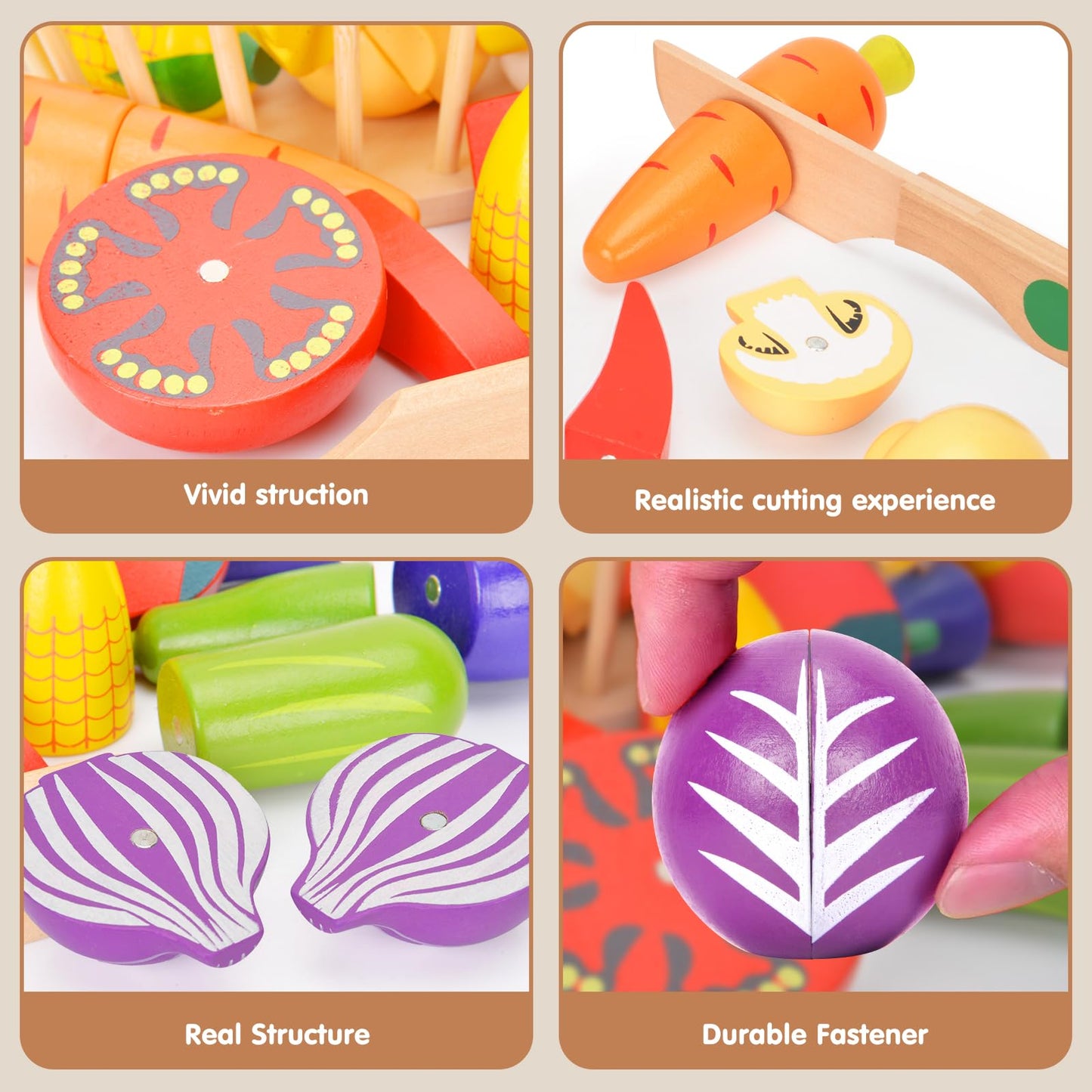 Compact Wooden Play Food Set for kids and family play, image 2