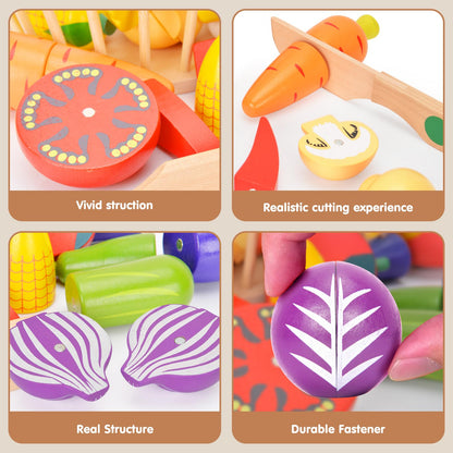 Compact Wooden Play Food Set for kids and family play, image 2