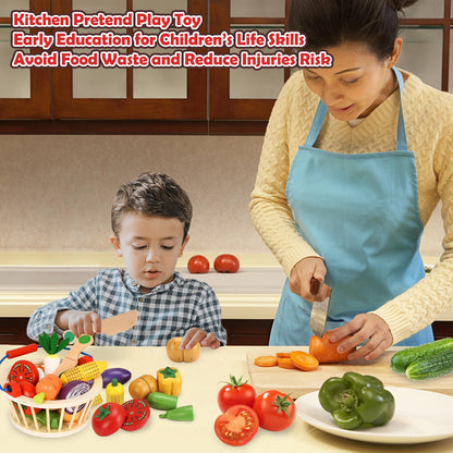 Compact Wooden Play Food Set for kids and family play, image 5