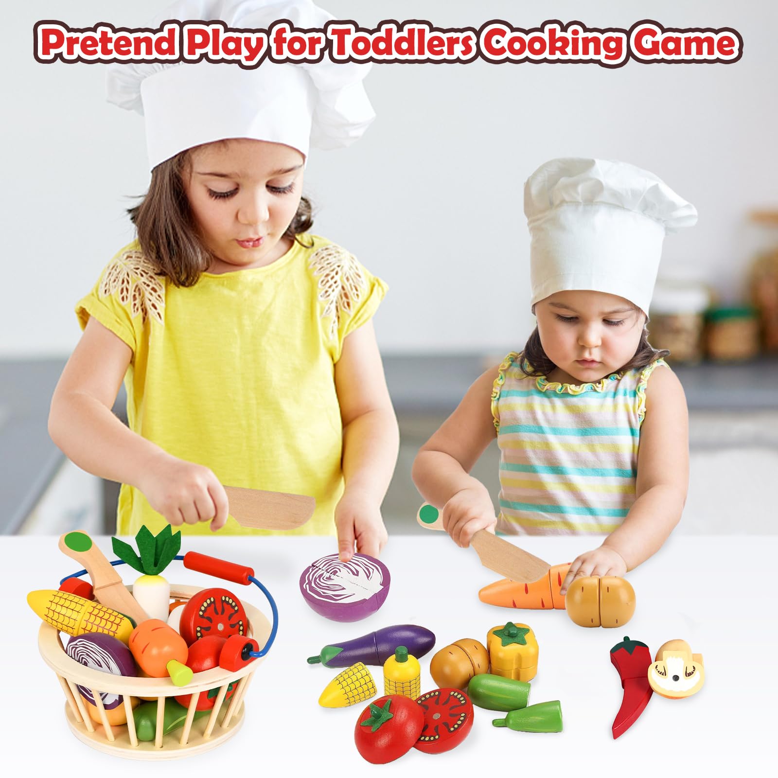 Compact Wooden Play Food Set for kids and family play, image 7