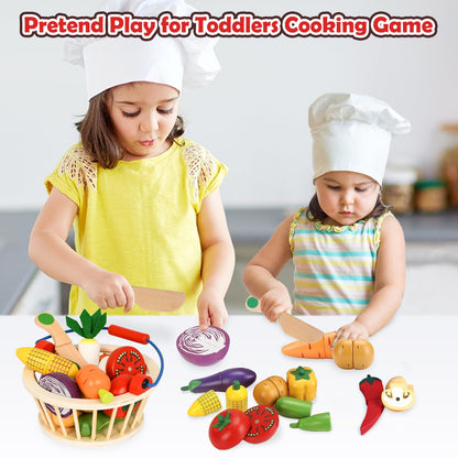 Compact Wooden Play Food Set for kids and family play, image 7