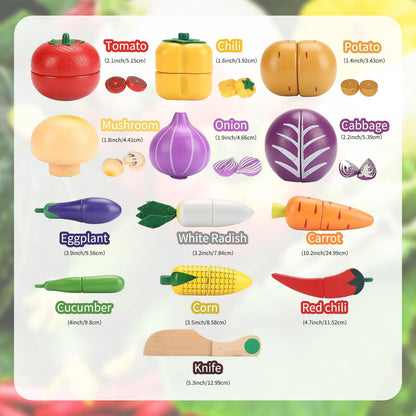 Compact Wooden Play Food Set for kids and family play, image 3