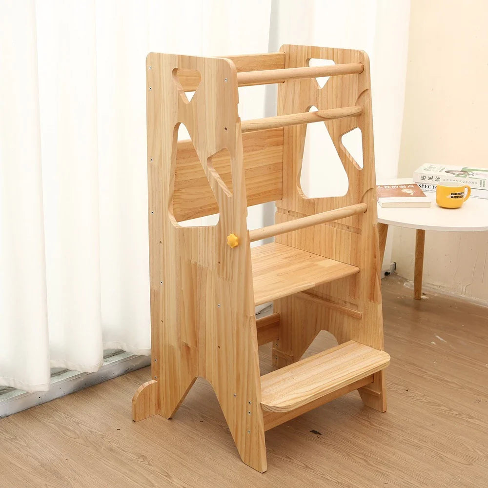 Wooden Learning Tower - Natural Wood for kids and family play, image 4