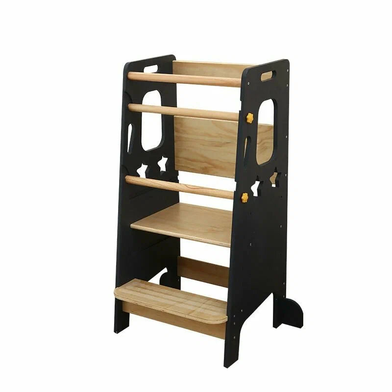 Classic Solid Wood Learning Tower - Gray for kids and family play, image 1