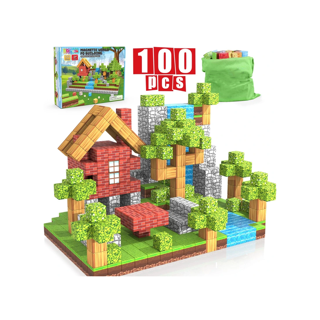 Magnetic Building Blocks Set - Activity Set for kids and family play, image 1